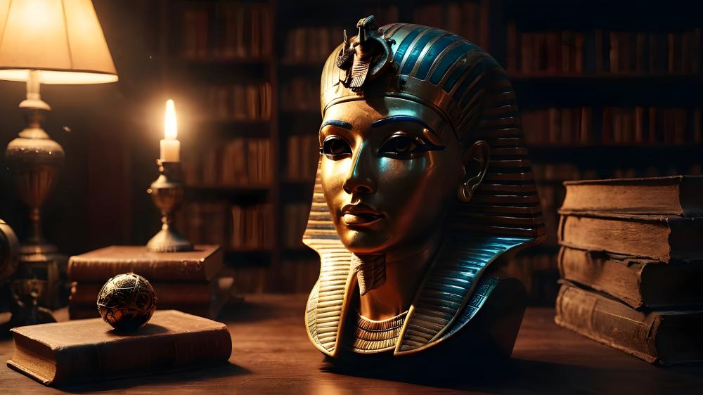 Ancient Pharaoh's Gaze in Candlelight wallpaper