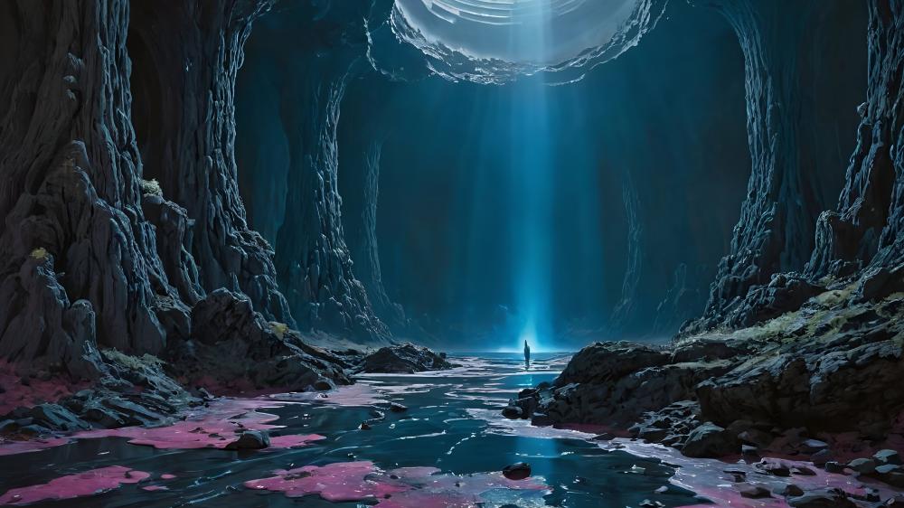 Ancient Cavern of Mystical Light wallpaper