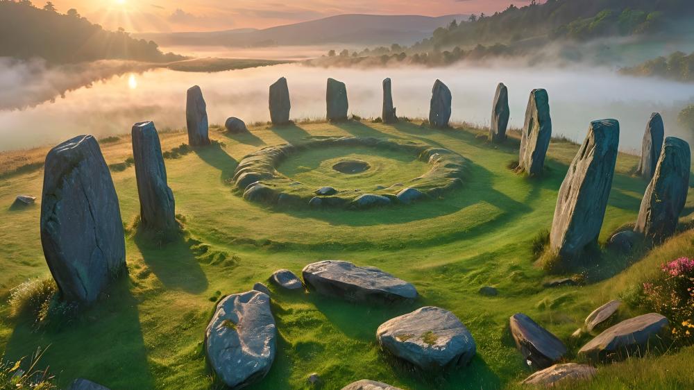 Mystic Dawn of the Stone Circle wallpaper