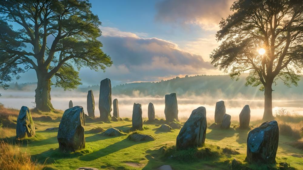 Mystical Stone Circle at Dawn wallpaper