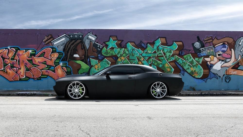 Sleek Dodge Challenger SRT Graffiti Art wallpaper