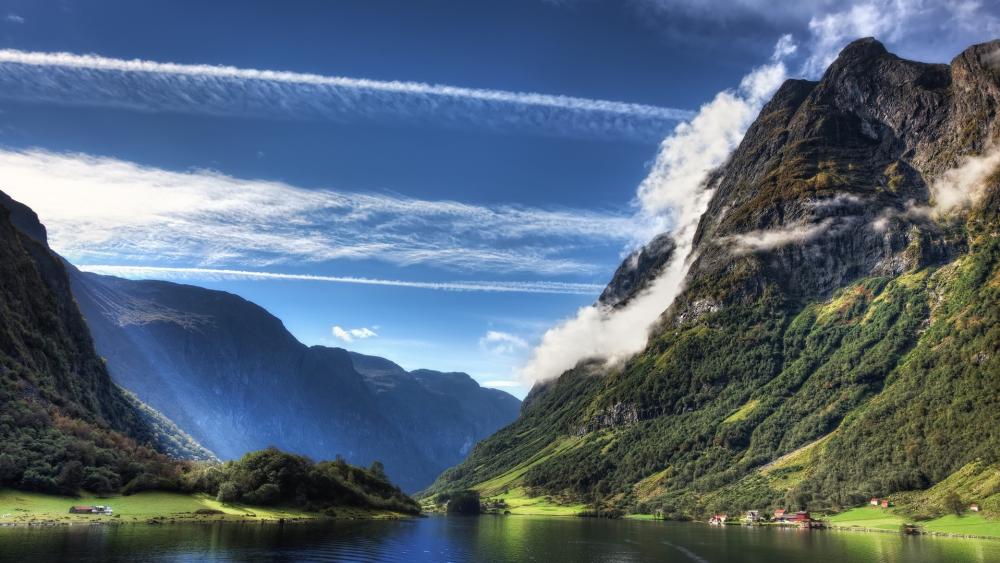 Sognefjord's Majestic Reflections in Norway wallpaper