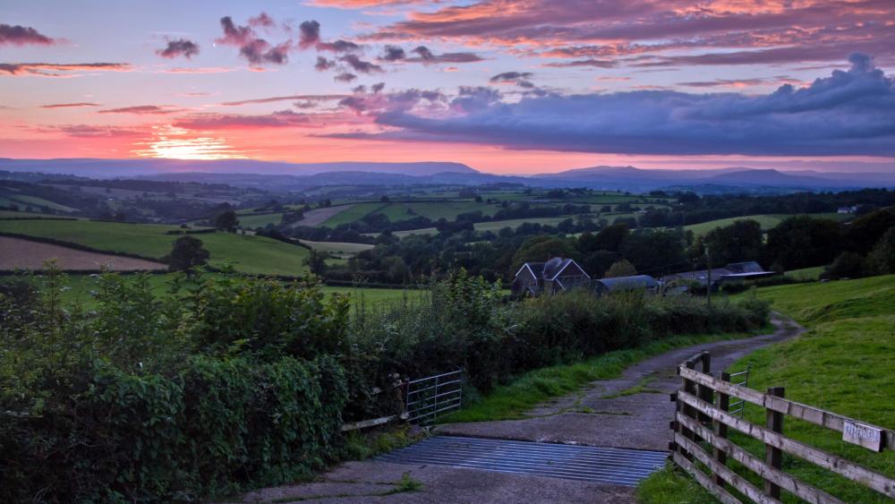 Countryside Sunset Serenity wallpaper