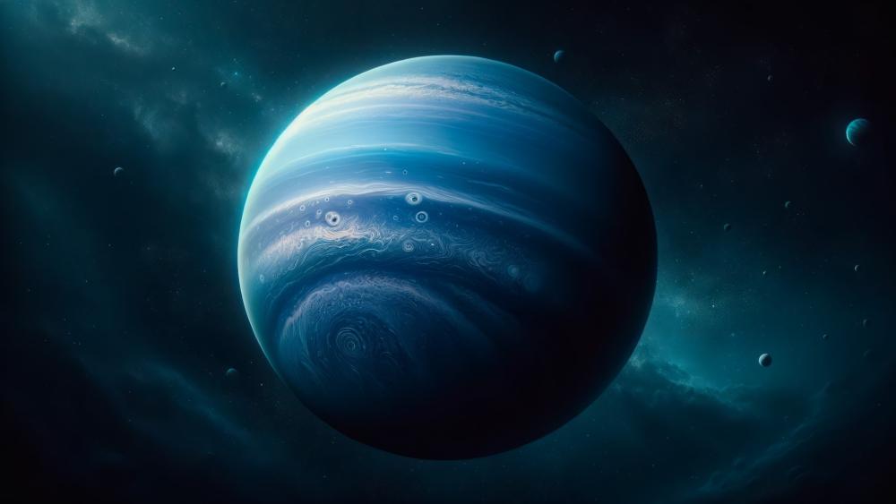 Ethereal Blue Planet in Deep Space wallpaper