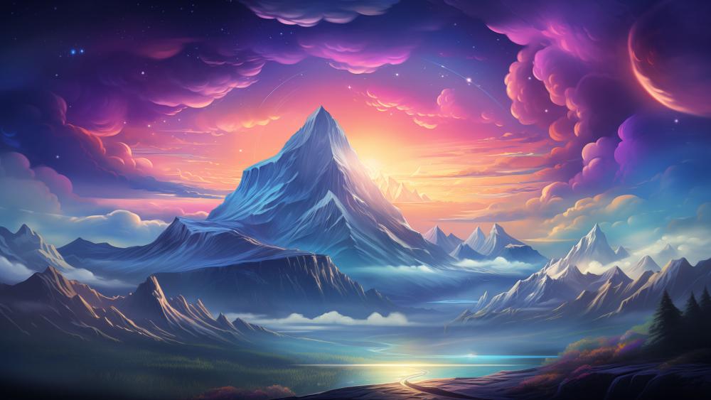 Ethereal Mountain Paradise wallpaper