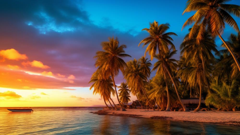 Sunset Tranquility on a Tropical Beach wallpaper