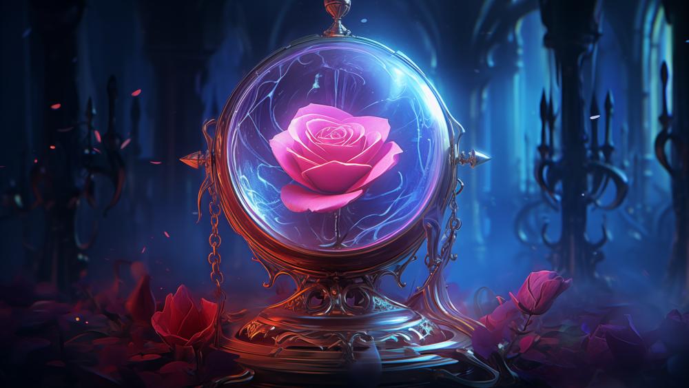 Enchanted Rose in Glass Ball wallpaper