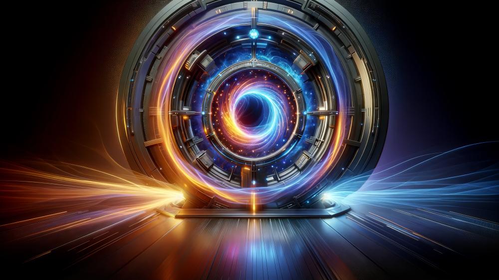 Galactic Energy Portal in Abstract Tech Art wallpaper