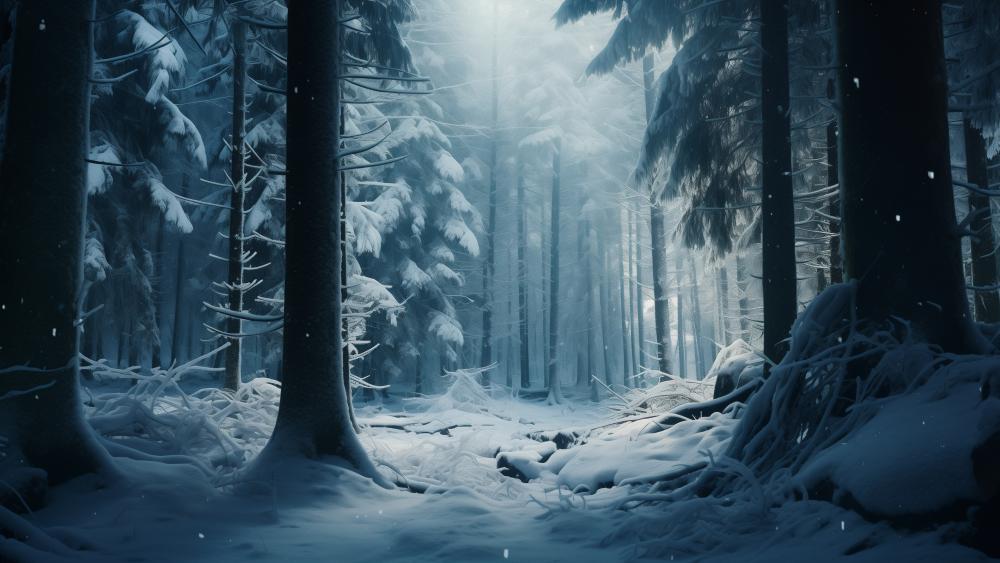 Enchanted Winter Forest Serenity wallpaper