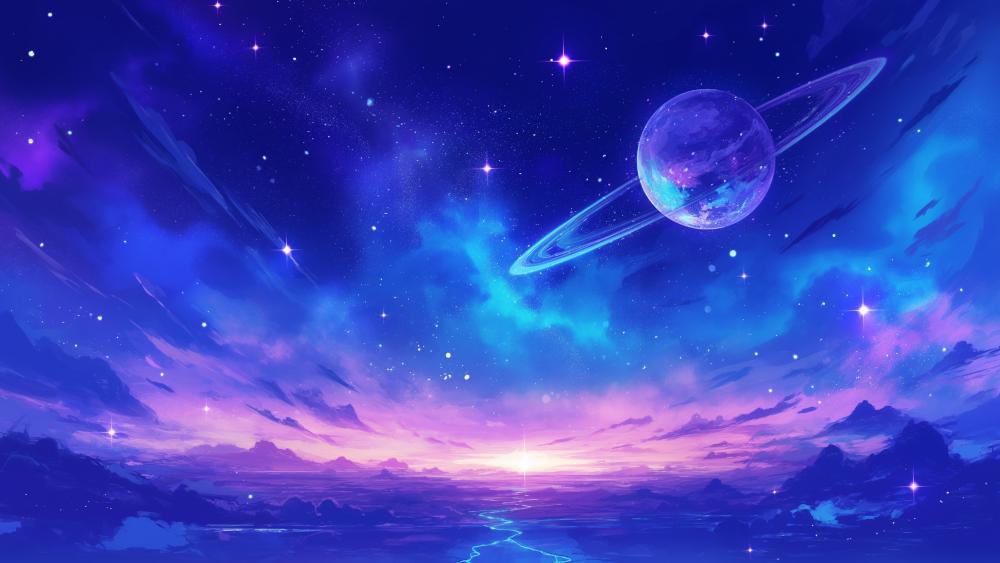 Galactic Serenity In Anime Space wallpaper