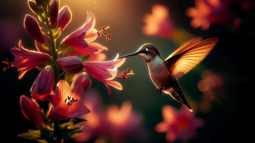 Hummingbird early in the morning wallpaper