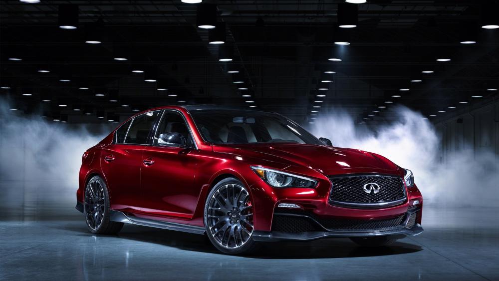 Red Infiniti Q50 in a Sleek Lot wallpaper