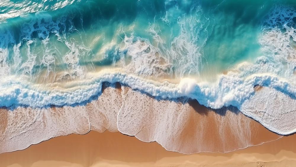 Majestic Waves and Sandy Shores wallpaper