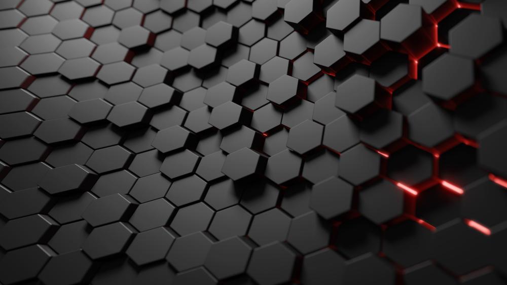 Hexagonal Black Honeycomb 3D Art wallpaper