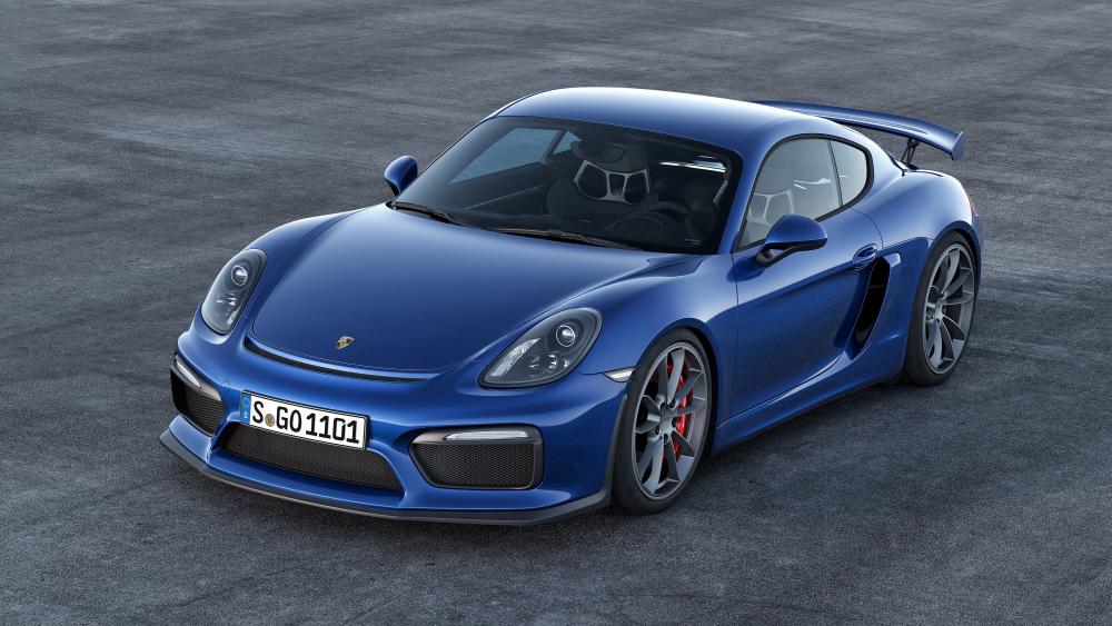 Porsche Cayman GT4 in Striking Blue Render wallpaper