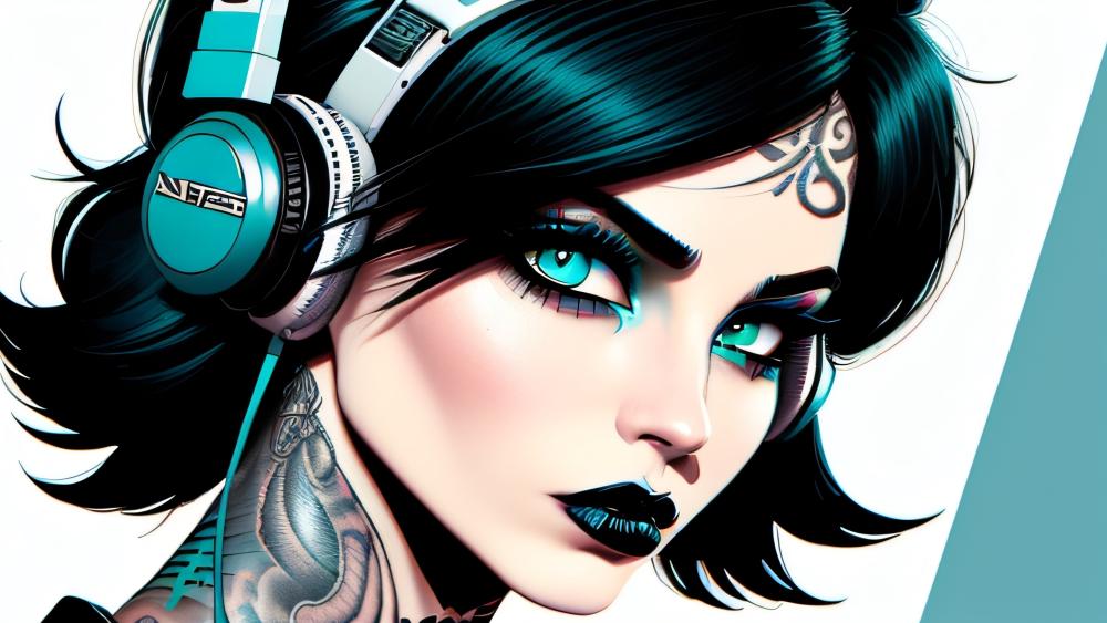 Digital Rebel with Headphones Magic wallpaper