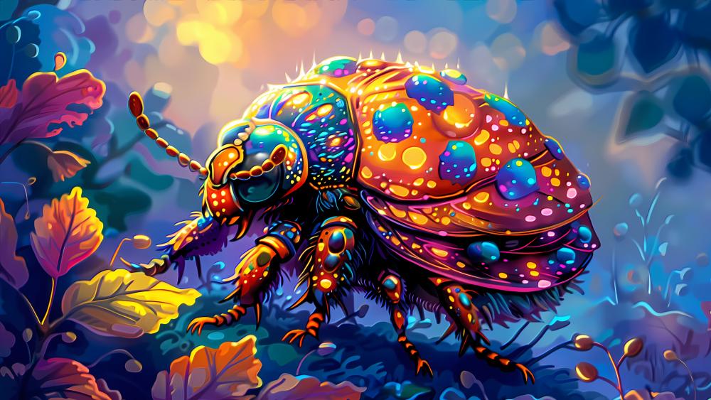 Magical Neon Bug Realm wallpaper