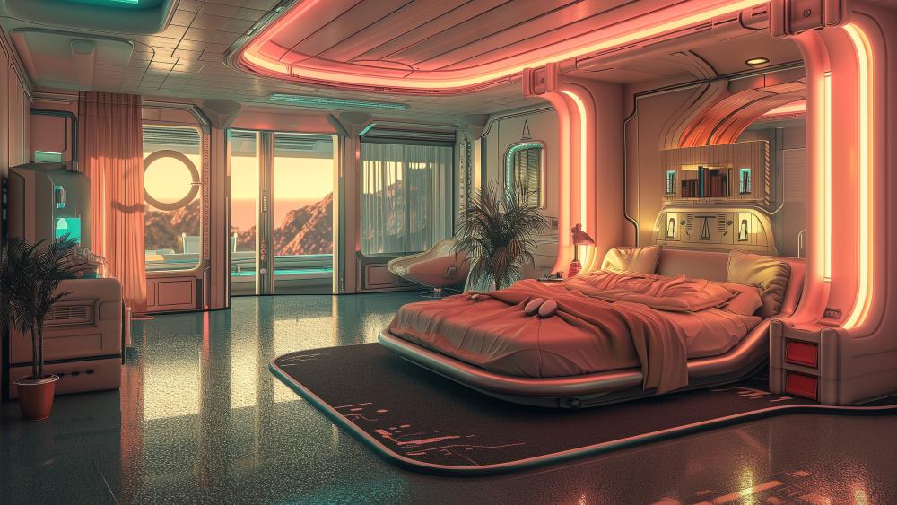 Futuristic Luxury Bedroom Oasis wallpaper