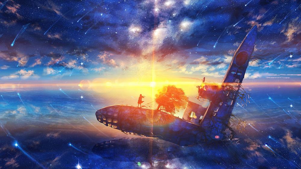 Surreal Anime Sunrise Dreamscape wallpaper