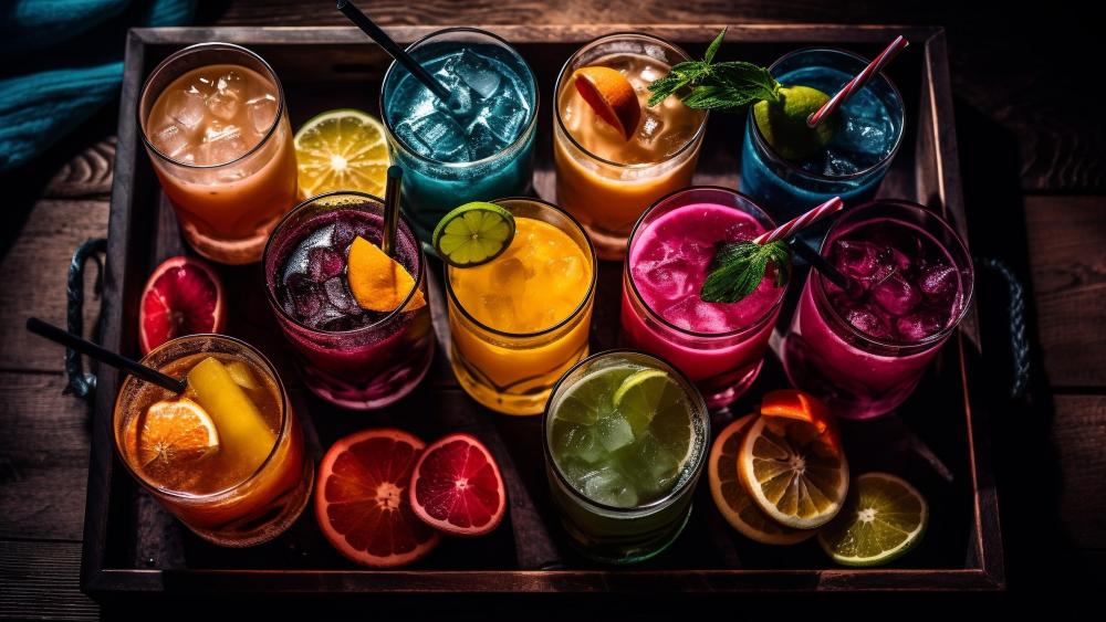 Vibrant and Colorful Fruit Cocktails wallpaper