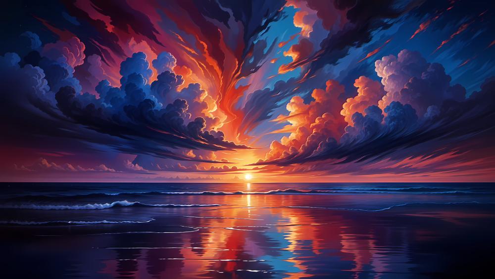 Sunset Symphony over the Ocean wallpaper