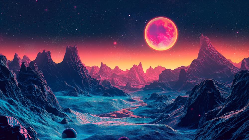 Surreal Alien Landscape in Vivid Colors wallpaper