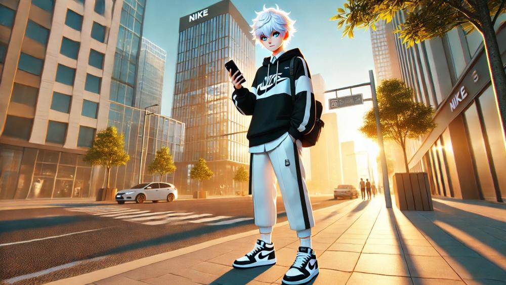 Anime guy dressed in Nike wallpaper