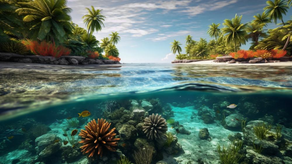 Tropical Paradise Underwater Scene wallpaper