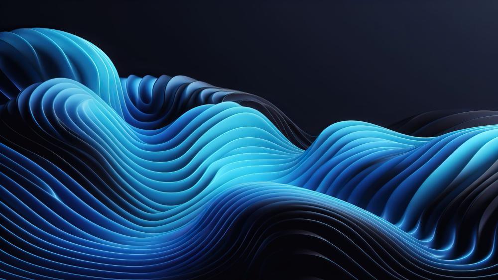 Waves of Blue AI Abstraction wallpaper