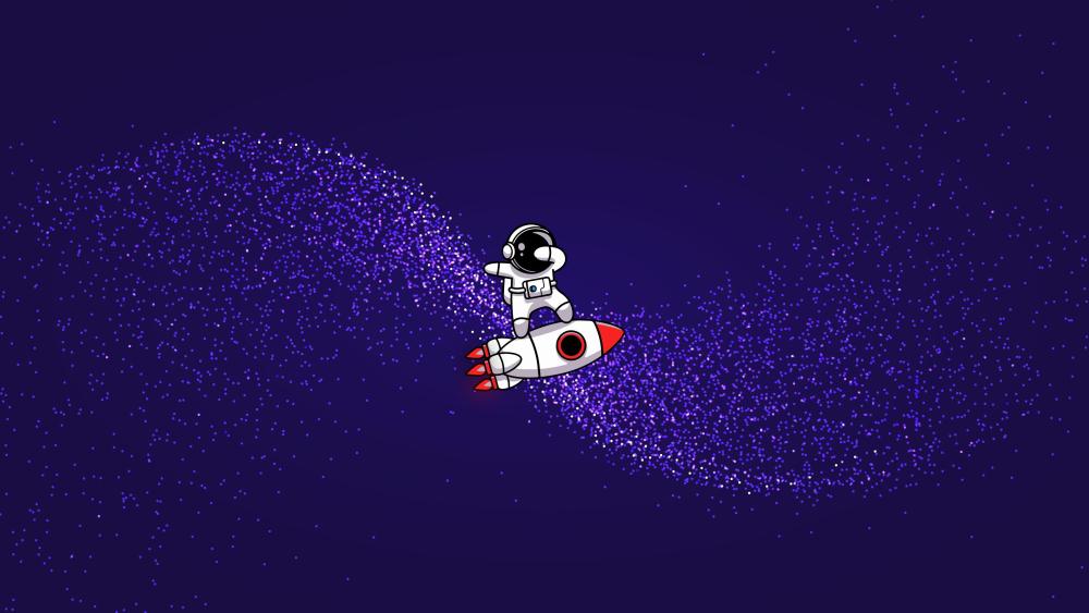 Rocket Surfing Through Space Magic wallpaper