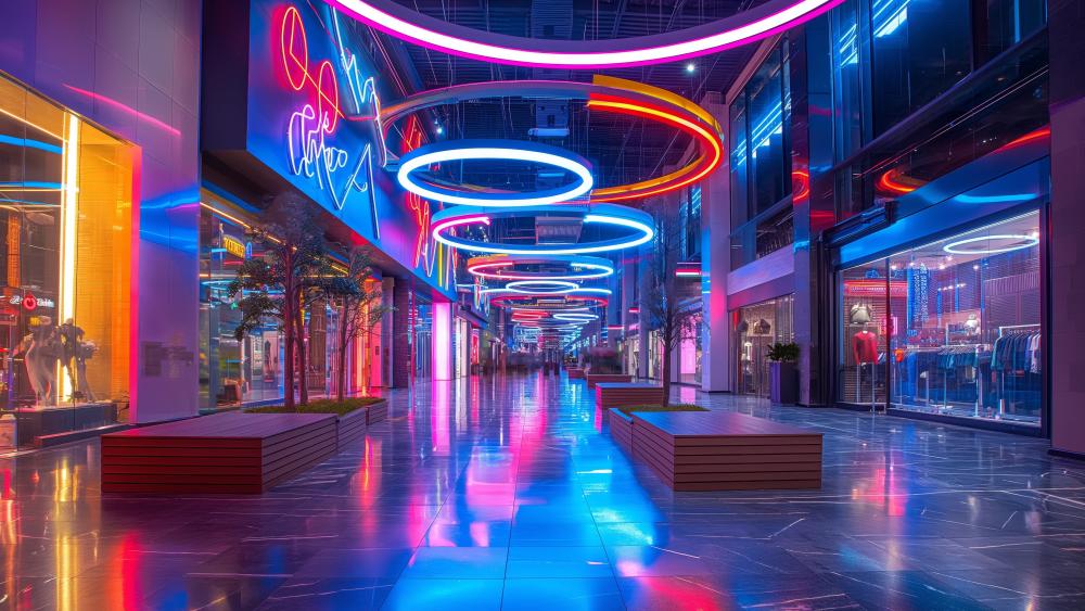 Neon Mall Interior wallpaper