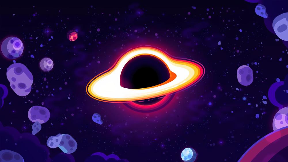 Retro Neon Black Hole Universe wallpaper