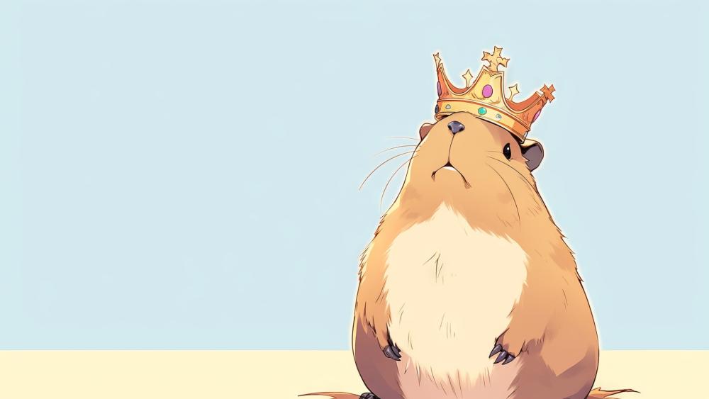 Crowned Capybara King in Fantasy World wallpaper