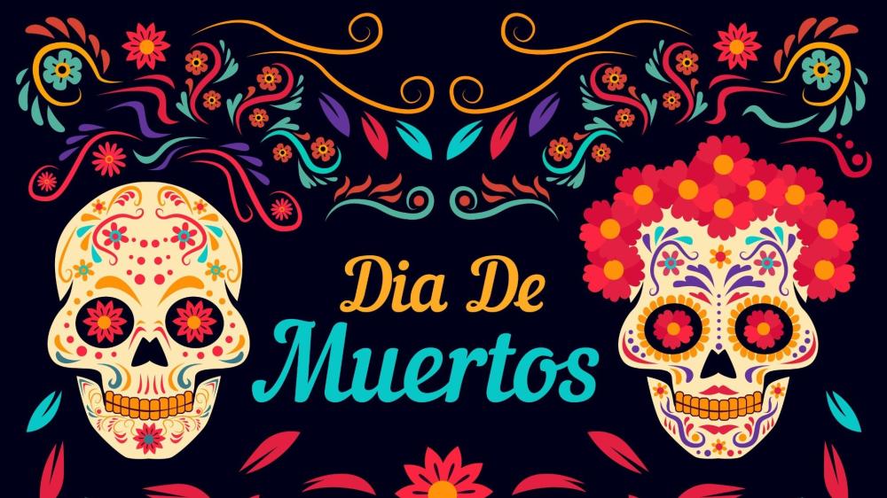 Vibrant Dia De Muertos Celebration Art wallpaper