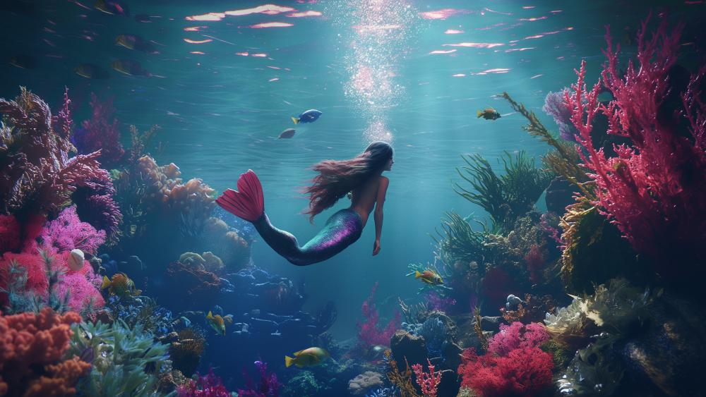 Enchanted Underwater Mermaid Realm wallpaper