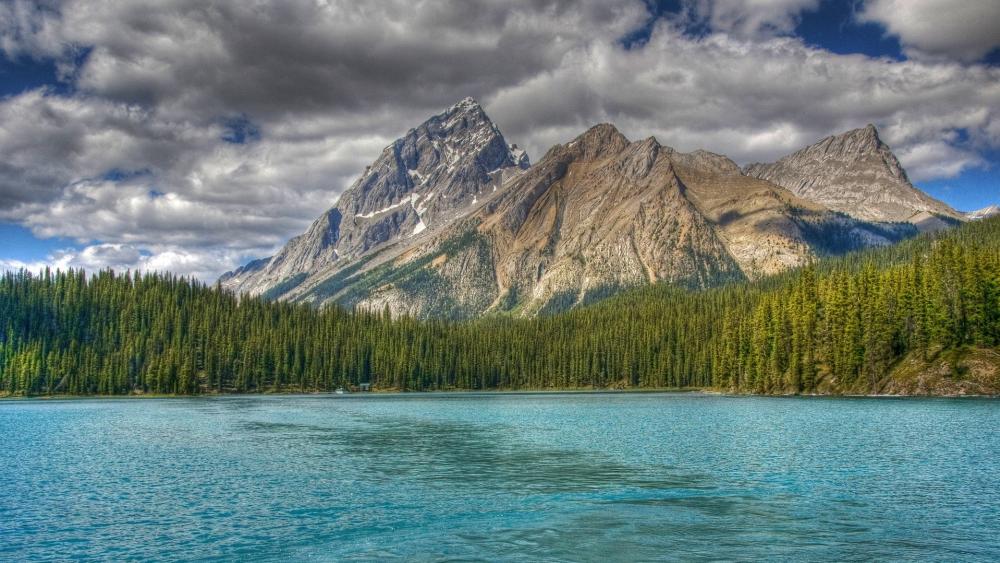 Mountain Majesty Overlook Maligne Lake wallpaper