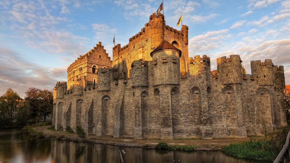 Majestic Gravensteen Castle in Ghent wallpaper