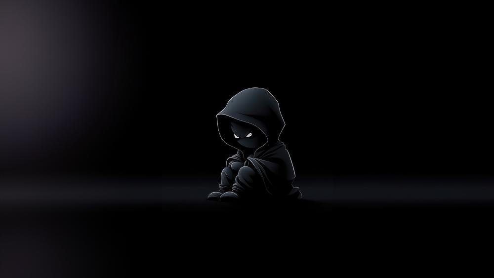 Enigmatic Hooded Boy in Darkness wallpaper