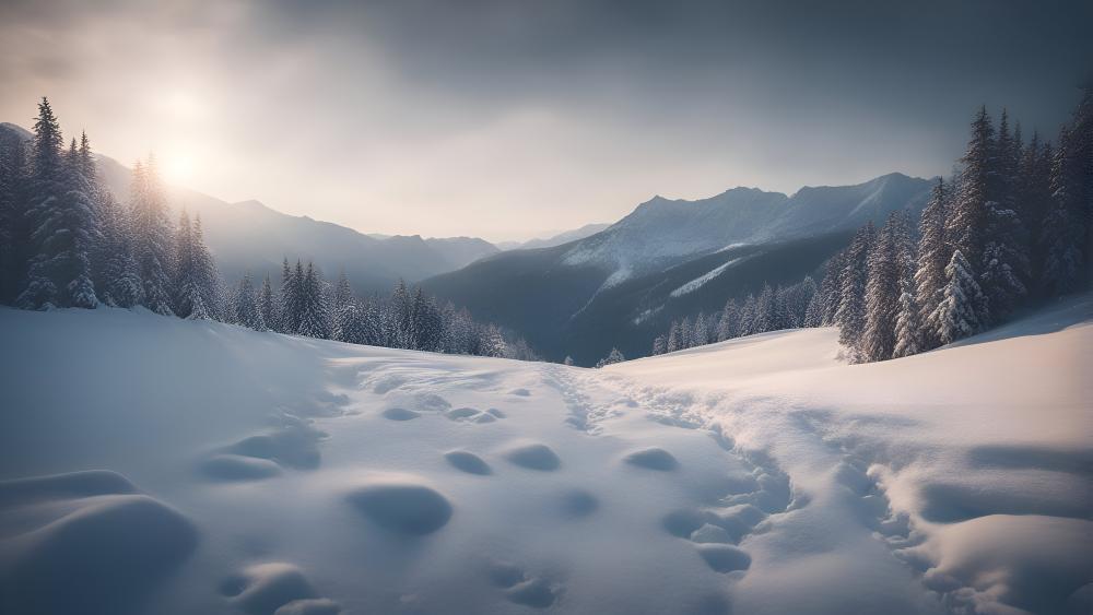 Majestic Winter Wonderland in the Carpathians wallpaper