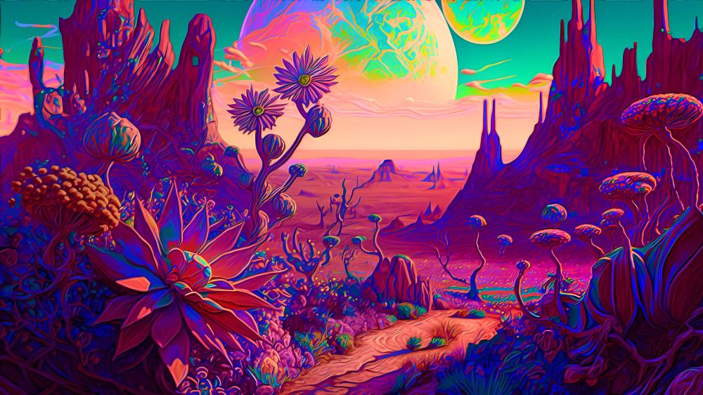 Surreal Alien World in Vivid Colors wallpaper