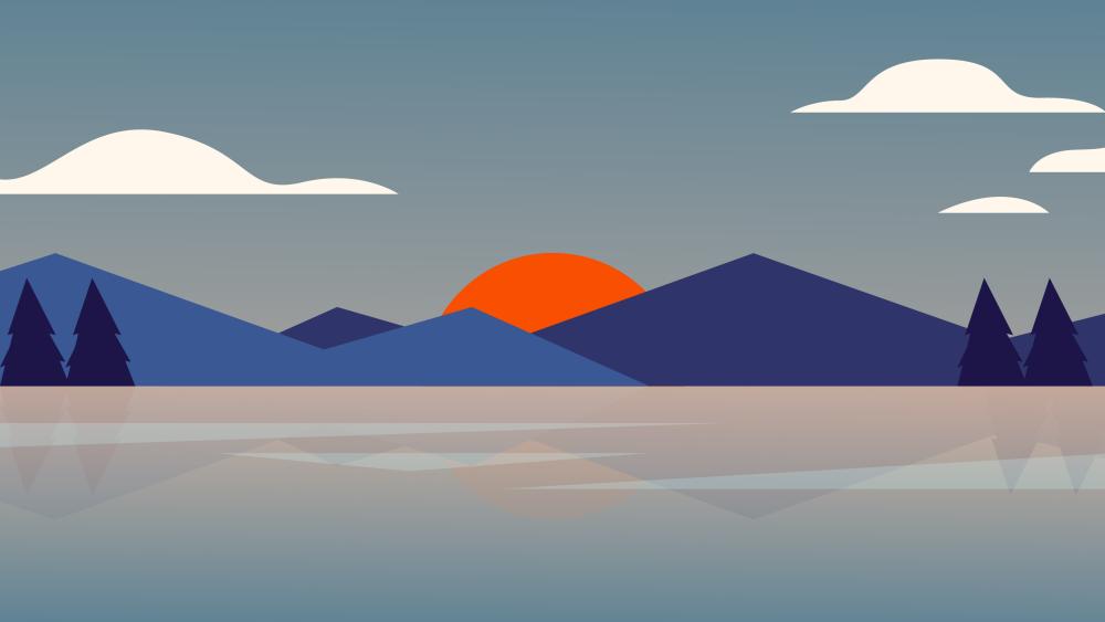 Minimalist Mountain Sunset Landscape wallpaper