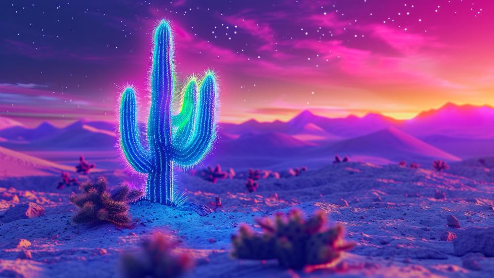 Neon Oasis in a Desert Sky wallpaper