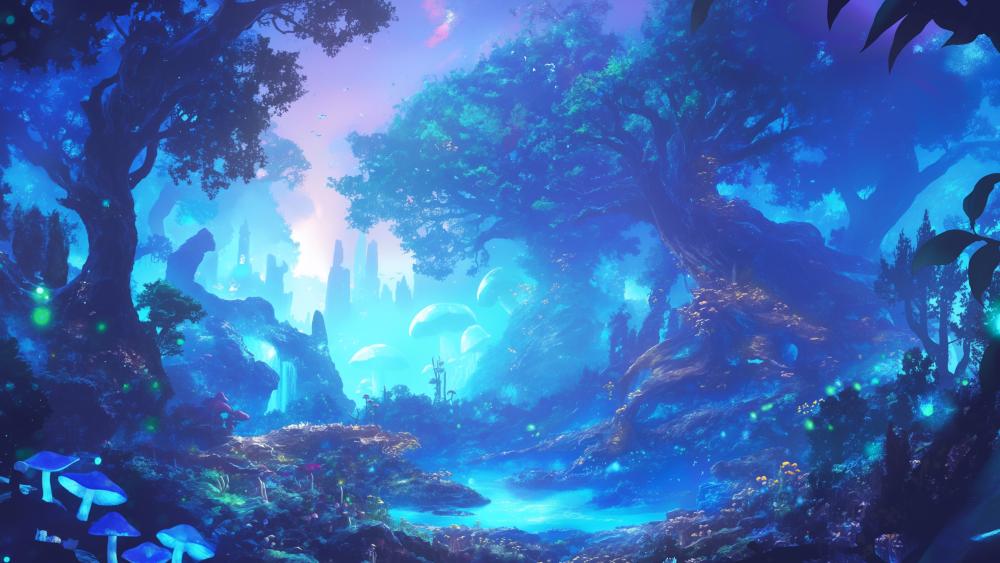 Enchanted Dreamscape in Mystical Forest wallpaper