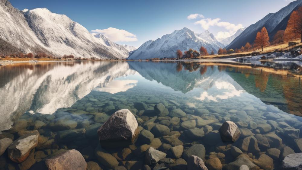 Mountain Serenity at a Lake Mirror wallpaper