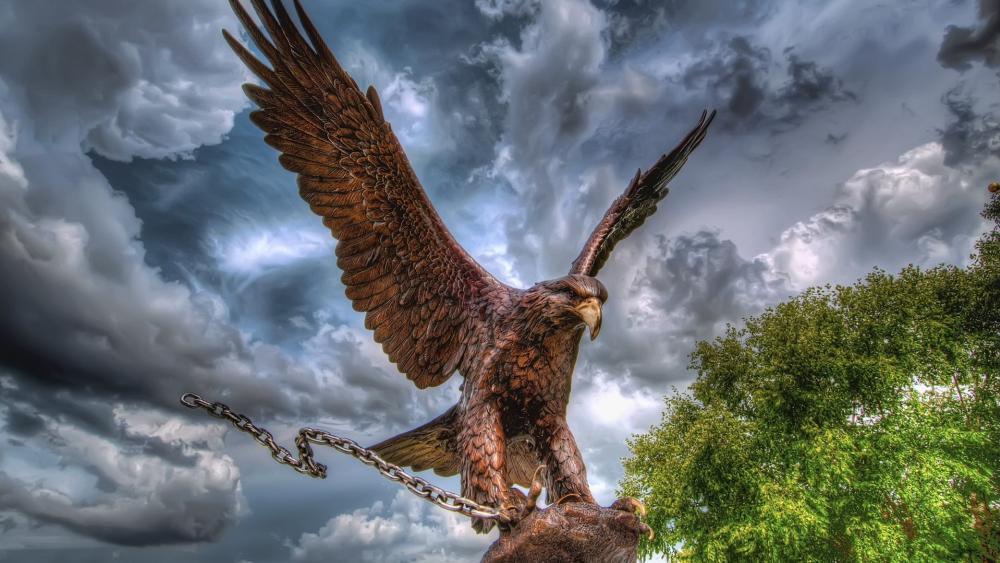 Majestic Urban Eagle Statue wallpaper