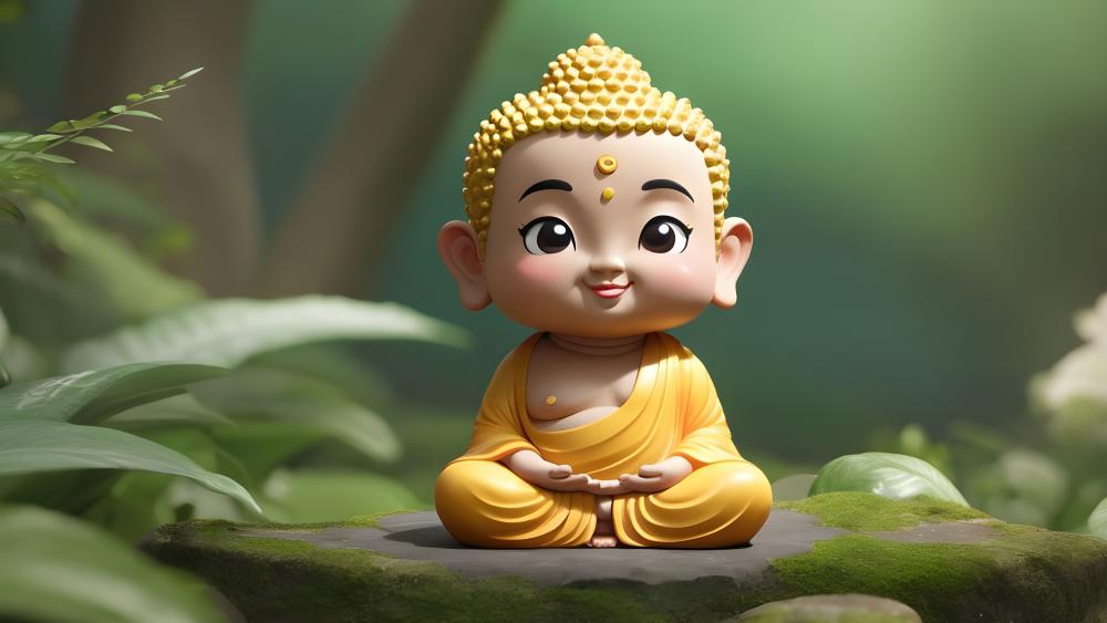 Adorable Buddha Figurine in 4K wallpaper