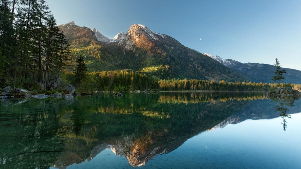 Tranquil Reflections at Hintersee Lake wallpaper