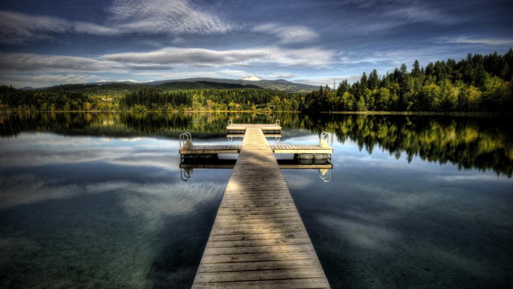 Serene Lakeside Pier wallpaper