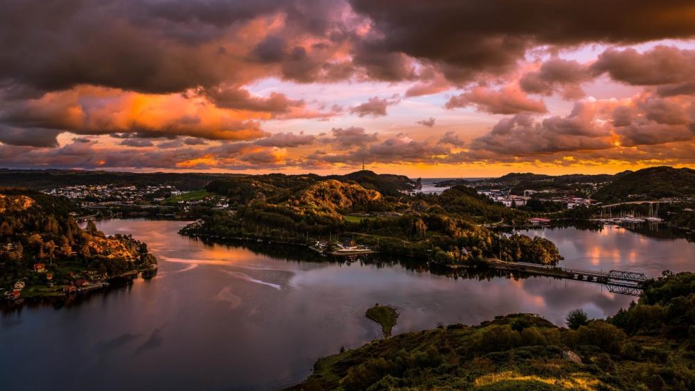 Sunset Over Egersund's Serene Waters wallpaper