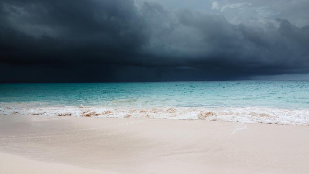 Stormy Beach Horizon wallpaper